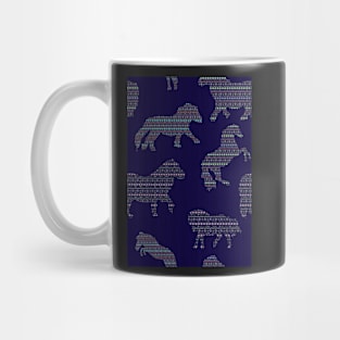 Shetland Fairisle Dancing Ponies - Dark blue Mug